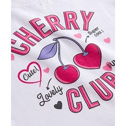 Babyhug Cotton Knit Half Sleeves T-Shirt & Shorts Night Suit with Cherry Print - White