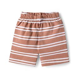 Babyhug Cotton Knit Half Sleeves T-Shirt & Shorts Night Suit with Monkey Print & Stripes - Green