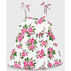 Babyhug 100% Cotton Knit Sleeveless Floral Printed Frocks With Bow Applique Pack Of 2 - Multicolor