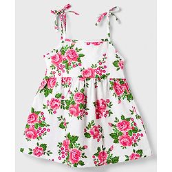 Babyhug 100% Cotton Knit Sleeveless Floral Printed Frocks With Bow Applique Pack Of 2 - Multicolor