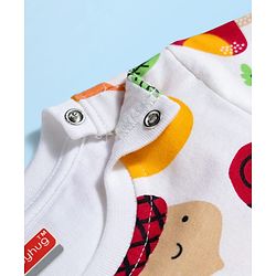 Babyhug Cotton Knit Half Sleeves T-Shirt &  Pyjama Co-Ord Night Suit Set with Snail Print - White