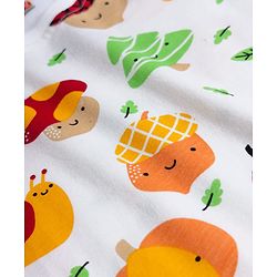 Babyhug Cotton Knit Half Sleeves T-Shirt &  Pyjama Co-Ord Night Suit Set with Snail Print - White
