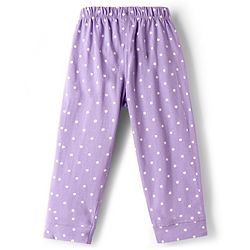 Babyhug Disney Single Jersey Knit Full Sleeves Co-ords Shirt & Pajama Night Suit with Marie Print - Lavender