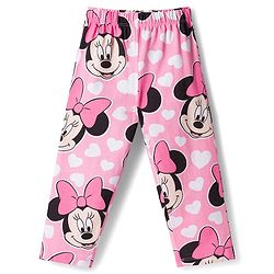 Babyhug Disney 100% Cotton Knit Full Sleeves Co-Ords Front Open Shirt & Pyjama Night Suit With Minnie Mouse Print - Pink