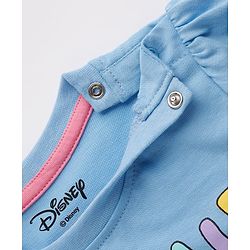 Babyhug Disney Single Jersey Knit Half Sleeves T-Shirt & Shorts Night Suit Set with Minnie Mouse Graphic- Light Blue