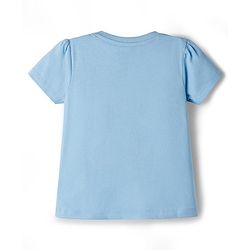 Babyhug Disney Single Jersey Knit Half Sleeves T-Shirt & Shorts Night Suit Set with Minnie Mouse Graphic- Light Blue