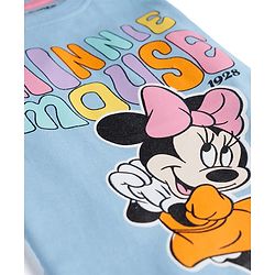 Babyhug Disney Single Jersey Knit Half Sleeves T-Shirt & Shorts Night Suit Set with Minnie Mouse Graphic- Light Blue