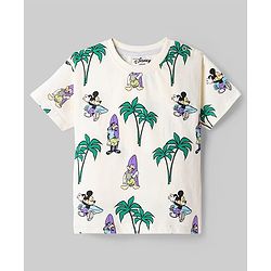Babyhug Disney Single Jersey Knit Half Sleeves T-Shirt & Shorts Set with Mickey Mouse Graphics - Offwhite