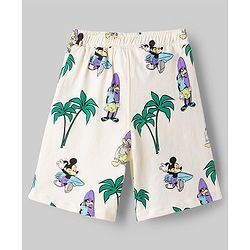 Babyhug Disney Single Jersey Knit Half Sleeves T-Shirt & Shorts Set with Mickey Mouse Graphics - Offwhite