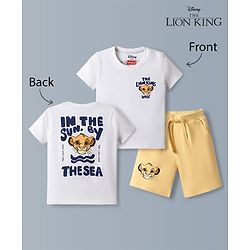 Babyhug Disney Single Jersey Knit Half Sleeves T-Shirt & Shorts Set With Front & Back Lion King Graphics - Multicolor