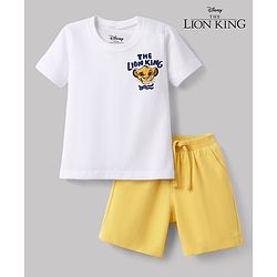 Babyhug Disney Single Jersey Knit Half Sleeves T-Shirt & Shorts Set With Front & Back Lion King Graphics - Multicolor