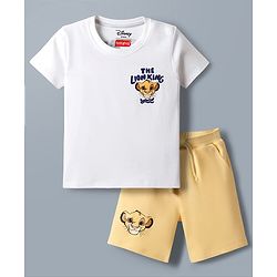 Babyhug Disney Single Jersey Knit Half Sleeves T-Shirt & Shorts Set With Front & Back Lion King Graphics - Multicolor