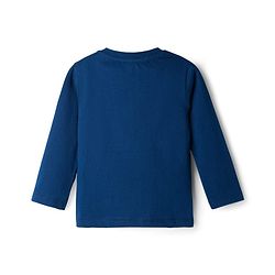 Babyhug Cotton Knit Full Sleeves Lion Printed T-Shirt & Stripped Pyjama Night Suit Set - Navy Blue