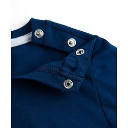 Babyhug Cotton Knit Full Sleeves Lion Printed T-Shirt & Stripped Pyjama Night Suit Set - Navy Blue