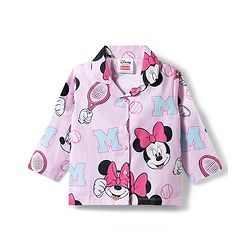 Babyhug Disney Poplin Woven Half Sleeves Shirt & Pyjama Co-ords Night Suit With Minnie Mouse Graphic  - Pink