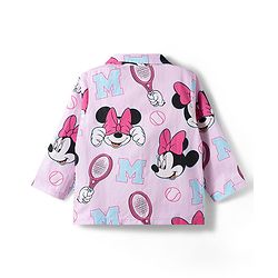 Babyhug Disney Poplin Woven Half Sleeves Shirt & Pyjama Co-ords Night Suit With Minnie Mouse Graphic  - Pink