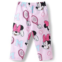 Babyhug Disney Poplin Woven Half Sleeves Shirt & Pyjama Co-ords Night Suit With Minnie Mouse Graphic  - Pink
