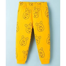 Babyhug Disney Single Jersey Knit Full Sleeves T-Shirt & Pyjama Night Suit With Winnie Graphics - White & Yellow