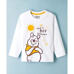 Babyhug Disney Single Jersey Knit Full Sleeves T-Shirt & Pyjama Night Suit With Winnie Graphics - White & Yellow