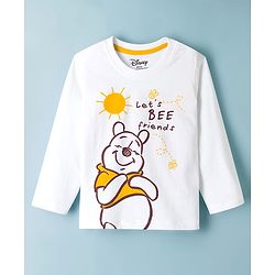 Babyhug Disney Single Jersey Knit Full Sleeves T-Shirt & Pyjama Night Suit With Winnie Graphics - White & Yellow