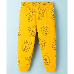 Babyhug Disney Single Jersey Knit Full Sleeves T-Shirt & Pyjama Night Suit With Winnie Graphics - White & Yellow