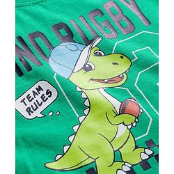 Babyhug Cotton Knit Half Sleeves T-Shirt & Pyjama Night Suit With Dino Print - Green
