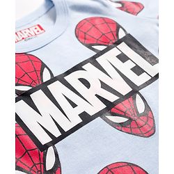 Babyhug Marvel Interlock Knit Half Sleeves Onesie with Spiderman Print - Aqua Blue