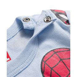Babyhug Marvel Interlock Knit Half Sleeves Onesie with Spiderman Print - Aqua Blue