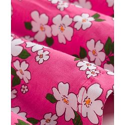 Babyhug 100% Cotton Knit Sleeveless Solid & Floral Printed Frocks With Bow Applique Pack Of 2 - Green & Dark Pink