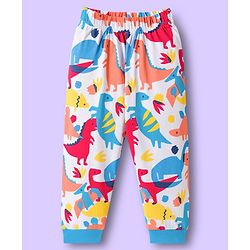 Babyhug Cotton Knit Half Sleeves Co-ords T-Shirt & Pajama Night Suit with Dino Print - Multicolor