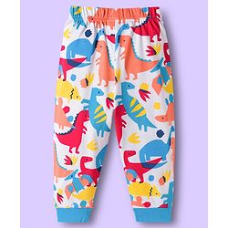 Babyhug Cotton Knit Half Sleeves Co-ords T-Shirt & Pajama Night Suit with Dino Print - Multicolor