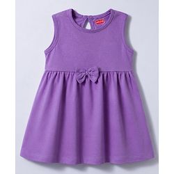 Babyhug 100% Cotton Knit Sleeveless Floral Printed Frock With Bow Applique Pack Of 2 - Multicolor