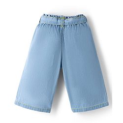 Babyhug Solid Color Denim Capri with Belt - Navy Blue