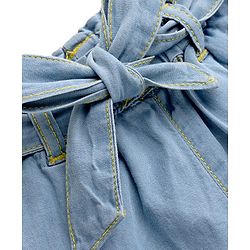 Babyhug Solid Color Denim Capri with Belt - Navy Blue