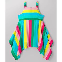 Babyhug Cotton Woven Striped Dress with Full Sleeves Jacket - Multicolor
