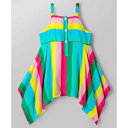 Babyhug Cotton Woven Striped Dress with Full Sleeves Jacket - Multicolor