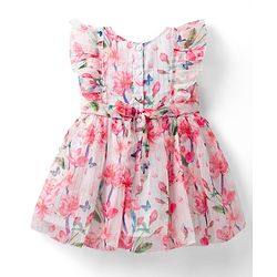 Babyhug Cotton Woven Frill Sleeves Frock With Floral Print - Pink
