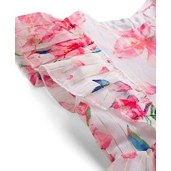 Babyhug Cotton Woven Frill Sleeves Frock With Floral Print - Pink