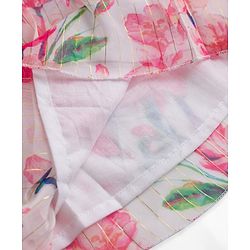 Babyhug Cotton Woven Frill Sleeves Frock With Floral Print - Pink