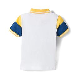Babyhug Single Jersey Knit Half Sleeves Striped Polo T-Shirt & Shorts Set with Numerical Print - Blue & Yellow