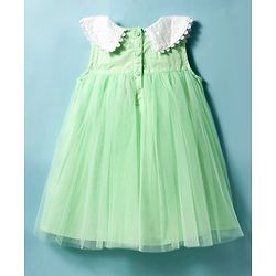 Babyhug Cotton Woven Sleeveless A Line Frock with Lace Detailing - Sea Green