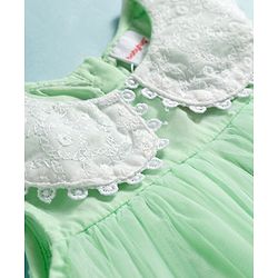 Babyhug Cotton Woven Sleeveless A Line Frock with Lace Detailing - Sea Green