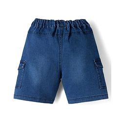 Babyhug Single Jersey Knit Sleeveless Text & Dino Printed T-Shirt & Denim Shorts with Cargo Pockets - Red & Blue