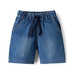 Babyhug Single Jersey Knit Sleeveless T-Shirt & Denim Shorts Set with Nautical Theme Print - Blue
