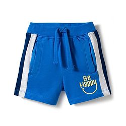 Babyhug Cotton Terry Knit Mid Thigh Cut N Sew Text Printed Shorts - Blue