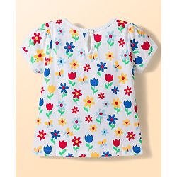 Babyhug Cotton Knit Half Sleeves T-Shirts with Floral & Polka Dots Graphics Pack of 3 - Multicolor