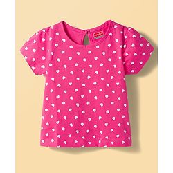 Babyhug 100% Cotton Knit Half Sleeves T-Shirts with Floral & Hearts Graphics Pack of 5 - Multicolor