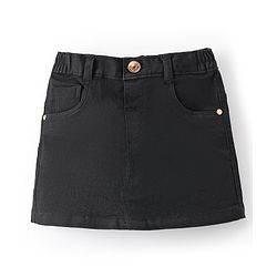 Babyhug Mid Thigh Length Solid Color Denim Skirt - Black