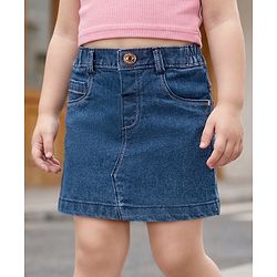 Babyhug Mid Thigh Length Solid Color Denim Skirt - Black
