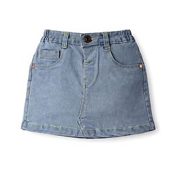 Babyhug Mid Thigh Length Solid Color Denim Skirt - Black